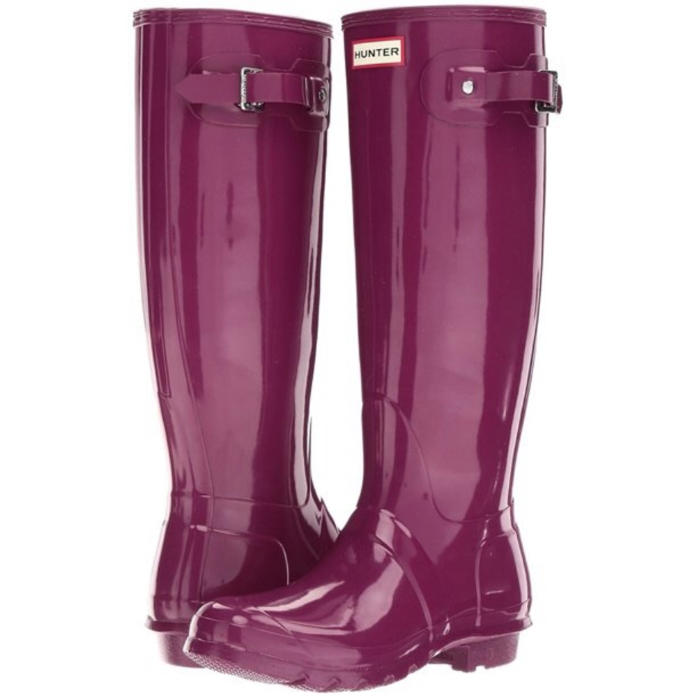 Hunter Tall Gloss Wellington Boots - Purple - 8